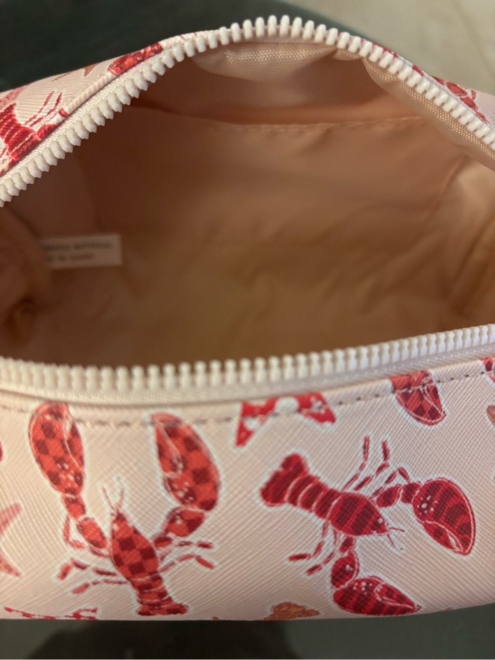 Beach Lobster Starfish Print Cosmetic Bag - Peach with Coral Accents - Picture 4 of 4